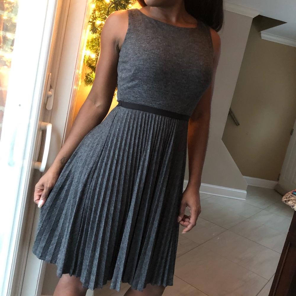 Heather gray accordion pleated dress